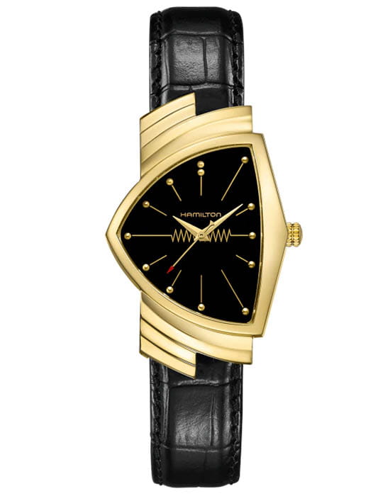 Hamilton Hamilton Ventura H24301731  H24301731 кварцевые мужские часы черный циферблат, браслет кожаный — вид спереди